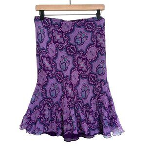 Allison Taylor Chiffon Purple Silk Paisley Size Large